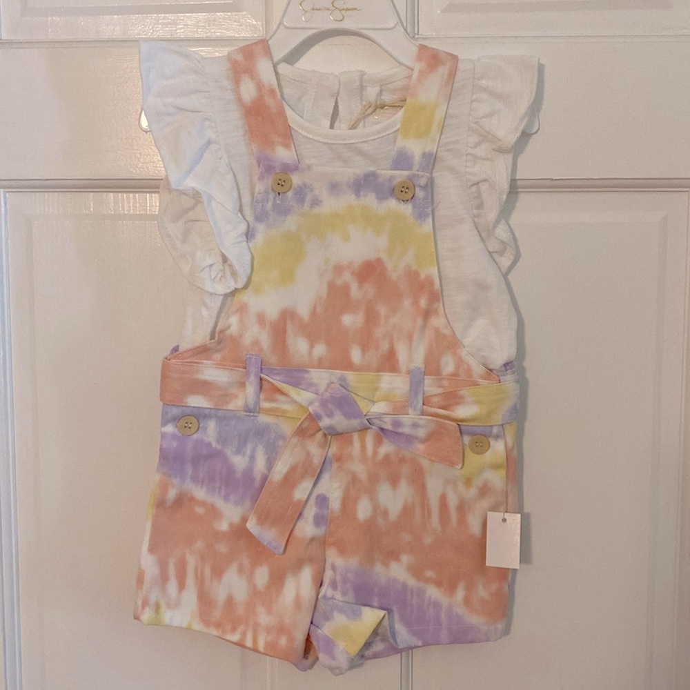 Tie-dye pastel overall set